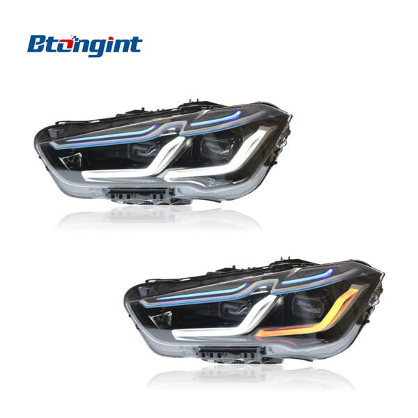 For 2016-2019 BMW X1 F48 Headlight Assembly, Retrofit Bi-Xenon Dual Projector, Old To New LED DRL & Turn Signal