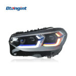 For 2018-2021 BMW X3 G08 Headlight Assembly, Upgrade New Style Blue Eyebrow LED Projector DRL & Turn Signal