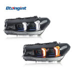 For 2018-2023 BMW 5 Series G30 Headlight Assembly, Upgrade Fangs Style LED DRL, Turn Signal & Projector Lens