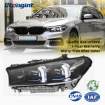 For 2018-2023 BMW 5 Series G30 Headlight Assembly, Upgrade Fangs Style LED DRL, Turn Signal & Projector Lens