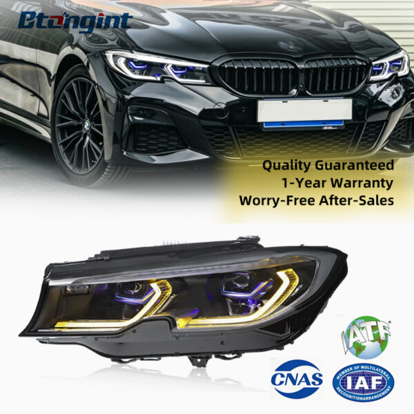 2020-2022 BMW 3 Series G20 Headlights Retrofit, High Grade LED Scoop Daytime Running Light with Laser Projector