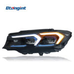 For 2020-2022 BMW 3 Series G20 Headlight Assembly, Retrofit Blue Bezel LED Projector DRL & Sequential Turn Signal