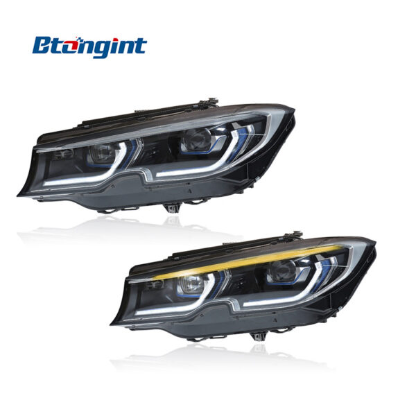 2020-2022 BMW 3 Series G20 Headlight Retrofit, Blue Eyebrow LED Laser Projector & Scoop Daytime Running Light