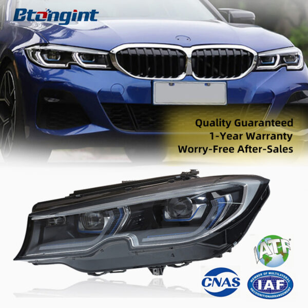 2020-2022 BMW 3 Series G20 Headlight Retrofit, Blue Eyebrow LED Laser Projector & Scoop Daytime Running Light