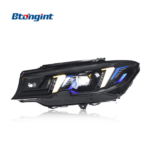 For 2020-2022 BMW 3 Series G20 Headlight Assembly, Retrofit Fangs Style Dual-Color LED DRL & Turn Signal Projector Lamp