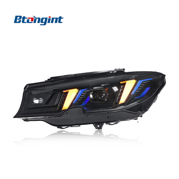 For 2020-2022 BMW 3 Series G20 Headlight Assembly, Retrofit Fangs Style Dual-Color LED DRL & Turn Signal Projector Lamp