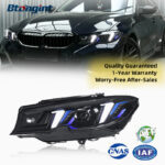 For 2020-2022 BMW 3 Series G20 Headlight Assembly, Retrofit Fangs Style Dual-Color LED DRL & Turn Signal Projector Lamp