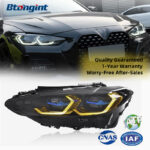 For 2021-2023 BMW 4 Series G22 Headlight Assembly, Upgrade Base to High Spec LED DRL with Dual-Color Golden Eyes