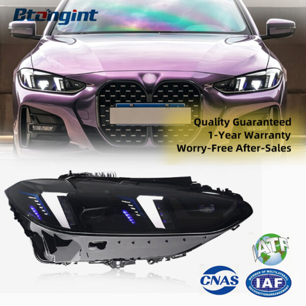 2021-2024 BMW 4 Series G22 Headlight Retrofit, M4 Fangs Style LED Daytime Running Light Turn Signal Projector