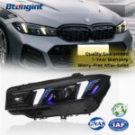 2023-2024 BMW 3 Series G20 Headlight Retrofit, Fangs Style Dual-Color LED Daytime Running Light, Laser Projector Lens