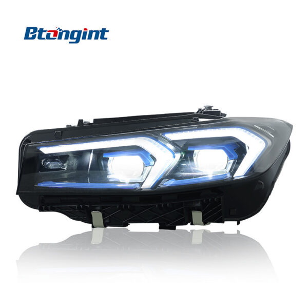 2023-2025 BMW 3 Series G20 Headlight Retrofit, Blue Frame LED Dual-Color Daytime Running Light, Sequential Turn Signal