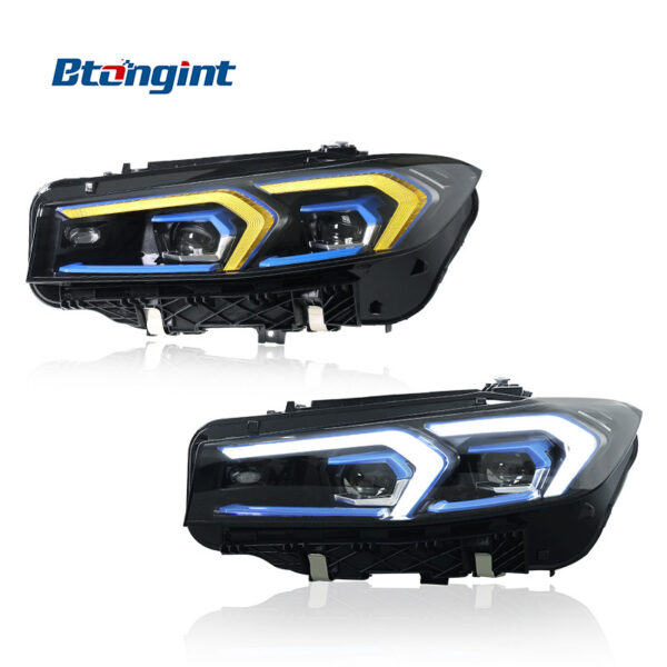 2023-2025 BMW 3 Series G20 Headlight Retrofit, Blue Frame LED Dual-Color Daytime Running Light, Sequential Turn Signal