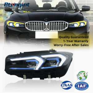 2023-2025 BMW 3 Series G20 Headlight Retrofit, Blue Frame LED Dual-Color Daytime Running Light, Sequential Turn Signal