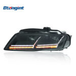 For 2009-2012 Audi A4 Headlight Assembly Retrofit, Aircraft Style Scanning LED Bi-xenon Projector Sequential Turn Signal