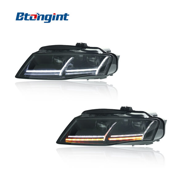 For 2009-2012 Audi A4 Headlight Assembly Retrofit, Aircraft Style Scanning LED Bi-xenon Projector Sequential Turn Signal
