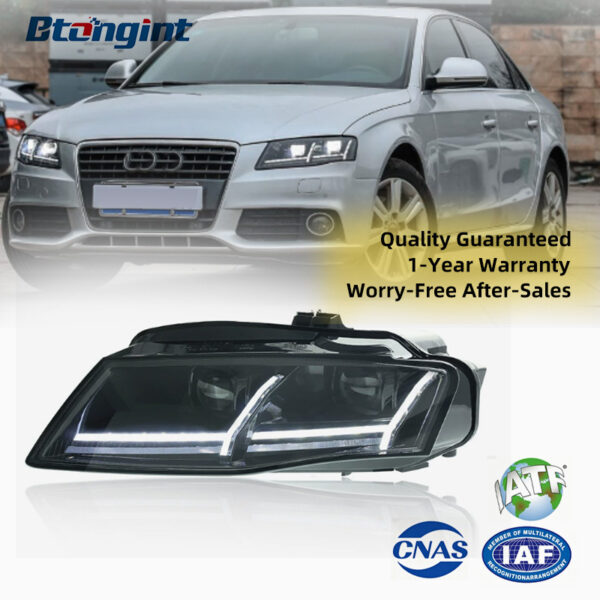 For 2009-2012 Audi A4 Headlight Assembly Retrofit, Aircraft Style Scanning LED Bi-xenon Projector Sequential Turn Signal