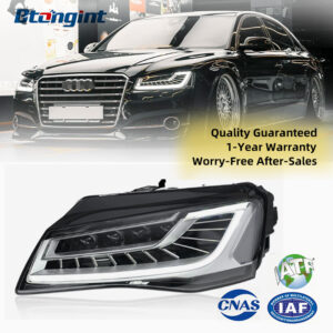 For 2011-2013 Audi A8 Headlight Assembly Retrofit, Old To New Upgrade LED DRL Sequential Turn Signal Projector