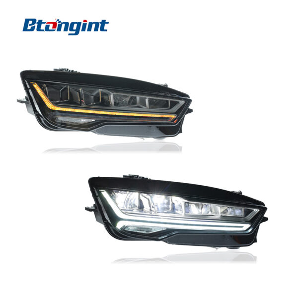 For 2011-2018 Audi A7 Headlight Assembly Retrofit, New RS7 Style LED DRL, LED Projector & Sequential Turn Signal