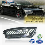 For 2011-2018 Audi A7 Headlight Assembly Retrofit, New RS7 Style LED DRL, LED Projector & Sequential Turn Signal