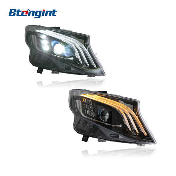 Mercedes-Benz Vito Headlight Assembly Upgrade, Fits 2016-2023 Models, LED Lens, Light Guide DRL, Maybach Style