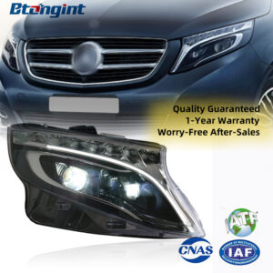Full LED Projector Headlight Assembly Upgrade with Light Guide DRL, High Spec Trim, Fits Mercedes-Benz Vito 2016-2023