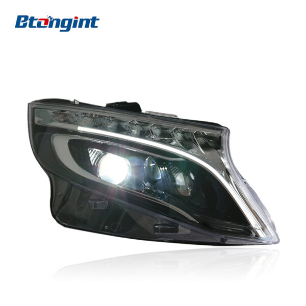 Full LED Projector Headlight Assembly Upgrade with Light Guide DRL, High Spec Trim, Fits Mercedes-Benz Vito 2016-2023