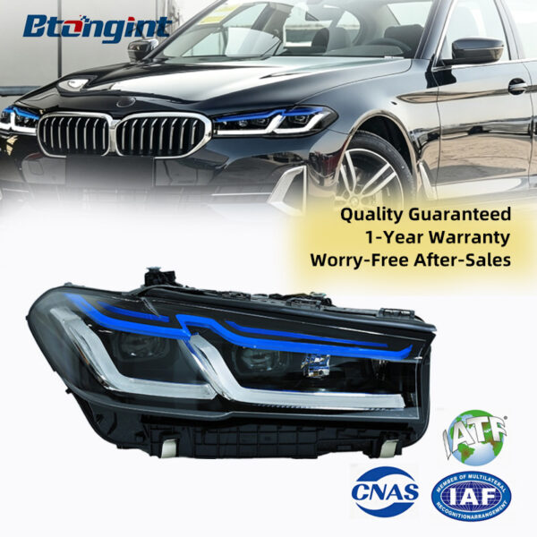 For 2018-2023 BMW 5 Series G30 Headlight Retrofit, Thunder M5 Style Blue Eyebrow High Spec LED Laser Headlamp