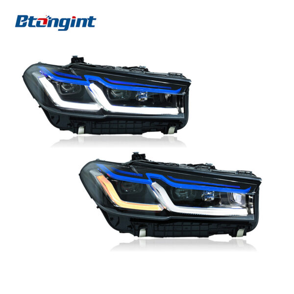 For 2018-2023 BMW 5 Series G30 Headlight Retrofit, Thunder M5 Style Blue Eyebrow High Spec LED Laser Headlamp
