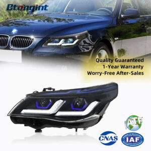 For 2003-2010 BMW 5 Series E60 Headlight Assembly Retrofit, Double L Style LED DRL Turn Signal Projector Headlamp