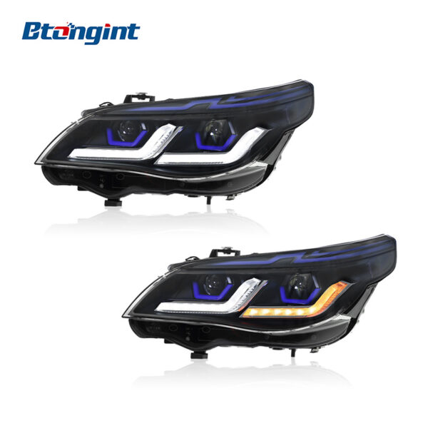 For 2003-2010 BMW 5 Series E60 Headlight Assembly Retrofit, Double L Style LED DRL Turn Signal Projector Headlamp