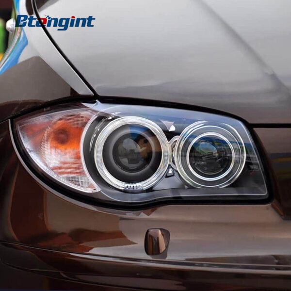 For 2004-2011 BMW 1 Series E87 Headlight Retrofit, Fang Style Dual Color LED DRL Projector Headlight Assembly