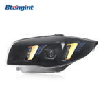 For 2004-2011 BMW 1 Series E87 Headlight Retrofit, Fang Style Dual Color LED DRL Projector Headlight Assembly