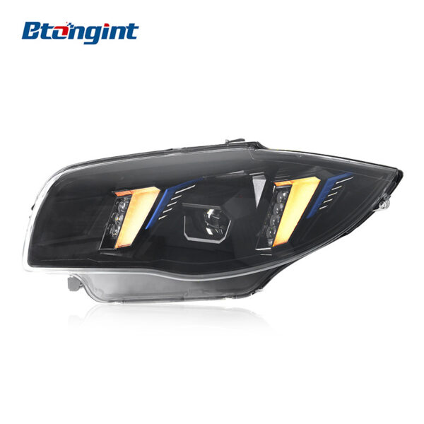 For 2004-2011 BMW 1 Series E87 Headlight Retrofit, Fang Style Dual Color LED DRL Projector Headlight Assembly