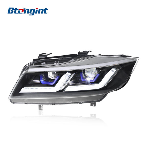 For 2005-2012 BMW 3 Series E90 Headlight Assembly Retrofit, LED DRL Sequential Turn Signal Projector Headlamp