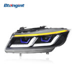 For 2005-2012 BMW 3 Series E90 Headlight Assembly Retrofit, LED DRL Sequential Turn Signal Projector Headlamp