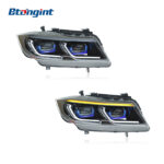 For 2005-2012 BMW 3 Series E90 Headlight Assembly Retrofit, New Style LED Projector DRL with Sequential Turn Signal
