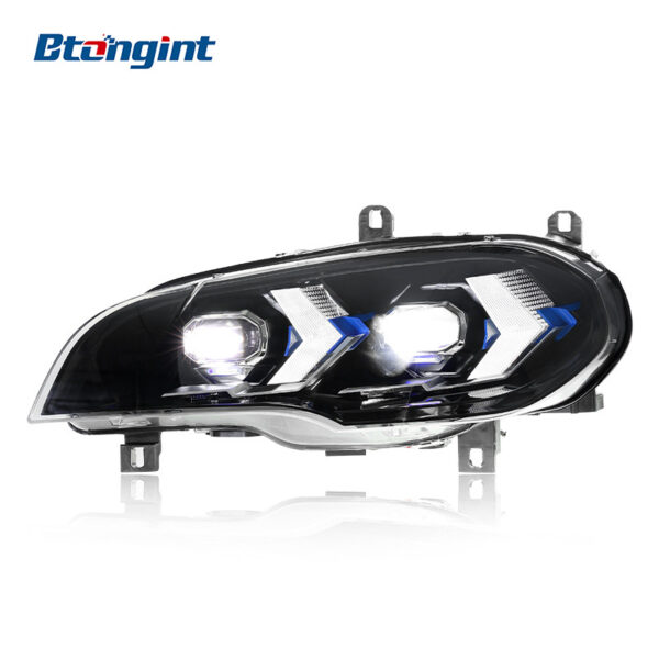 For 2007-2013 BMW X5 E70 Headlight Assembly Retrofit, New Style X5 LED DRL, Turn Signal, Dual Projector Lens