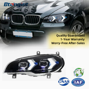 For 2007-2013 BMW X5 E70 Headlight Assembly Retrofit, New Style X5 LED DRL, Turn Signal, Dual Projector Lens