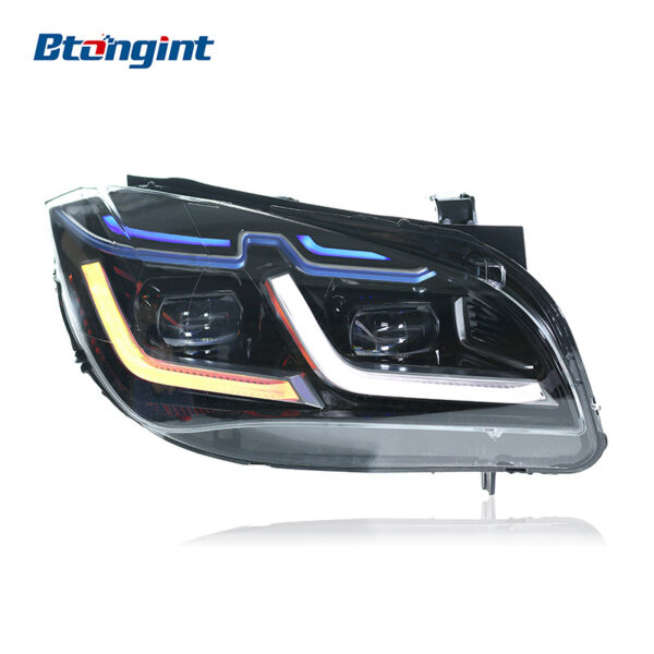 For 2010-2015 BMW X1 E84 Headlight Assembly Retrofit, LED Projector with Blue Eyebrow DRL & LED Turn Signal