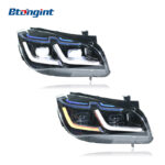 For 2010-2015 BMW X1 E84 Headlight Assembly Retrofit, LED Projector with Blue Eyebrow DRL & LED Turn Signal
