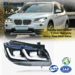 For 2010-2015 BMW X1 E84 Headlight Assembly Retrofit, LED Projector with Blue Eyebrow DRL & LED Turn Signal