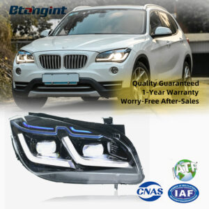 For 2010-2015 BMW X1 E84 Headlight Assembly Retrofit, LED Projector with Blue Eyebrow DRL & LED Turn Signal