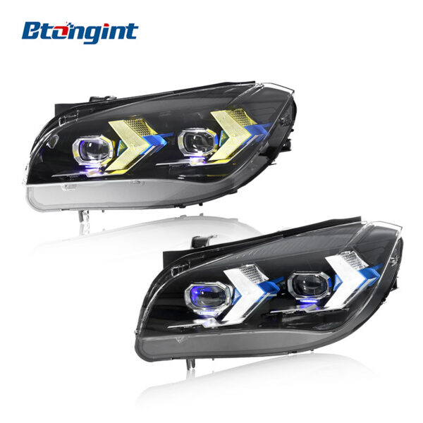 For 2010-2015 BMW X1 E84 Headlight Assembly Retrofit, Arrow Style LED DRL, Turn Signal & Projector Lens