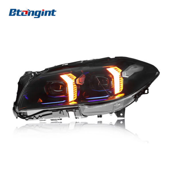 For 2011-2017 BMW 5 Series F10 Headlight Assembly Retrofit, Fang Style LED DRL & Sequential Turn Signal Projector