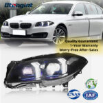 For 2011-2017 BMW 5 Series F10 Headlight Assembly Retrofit, Fang Style LED DRL & Sequential Turn Signal Projector