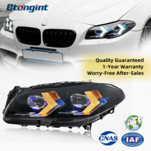 For 2011-2017 BMW 5 Series F10 Headlight Assembly Upgrade, New Style LED DRL & Turn Signal Bi-Xenon Projector Headlights
