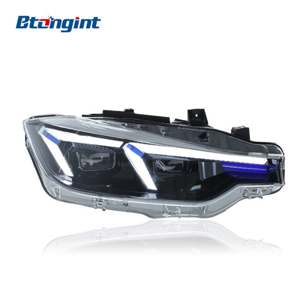 For 2012-2018 BMW 3 Series Blue Eyebrow Headlight Assembly Retrofit, High Spec LED Projector & Turn Signal for F30/F35