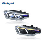 For 2012-2018 BMW 3 Series Blue Eyebrow Headlight Assembly Retrofit, High Spec LED Projector & Turn Signal for F30/F35
