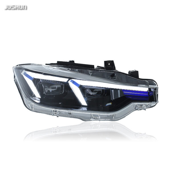 For 2012-2018 BMW 3 Series Blue Eyebrow Headlight Assembly Retrofit, High Spec LED Projector & Turn Signal for F30/F35
