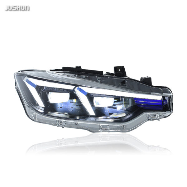 For 2012-2018 BMW 3 Series Blue Eyebrow Headlight Assembly Retrofit, High Spec LED Projector & Turn Signal for F30/F35
